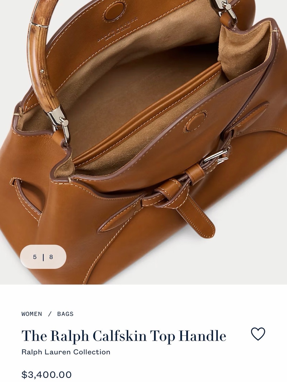 Ralph Lauren Tan Calfskin Top Handle Satchel - Picture 5 of 17